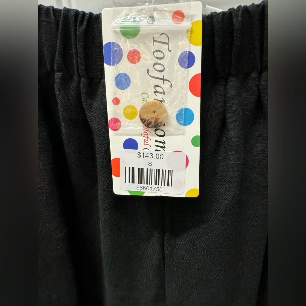 Black Toofan Linen Pants New W/Tags
